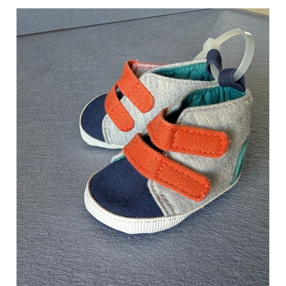Baby Sneakers Crib Shoes First Walkers Newborn Infant Toddler Blue Orange - Picture 2 of 6
